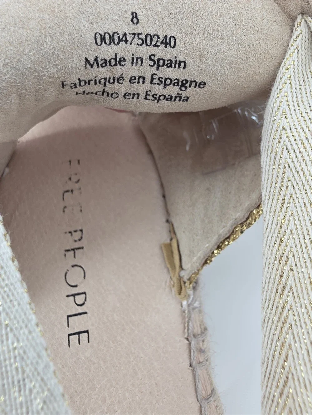 Free People Vida Espadrilles Womens 8 Ivory Gold Crochet Lace Up Boho Flats